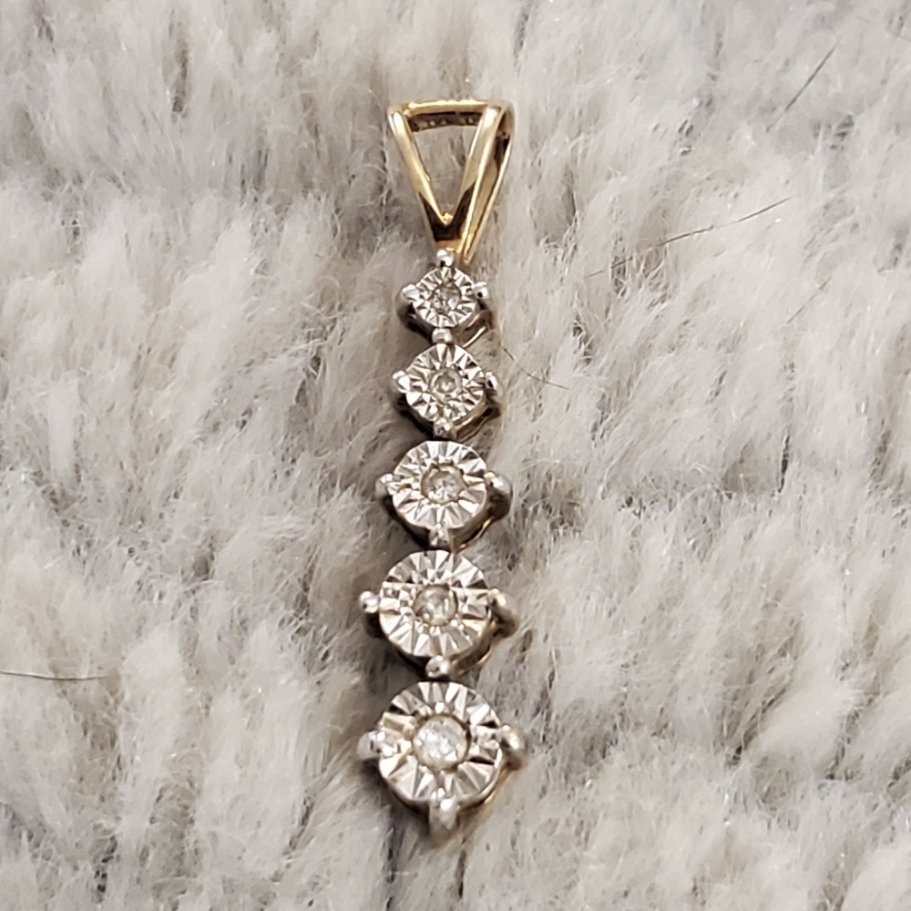 Solid Gold Diamond Accent Pendant - image 2